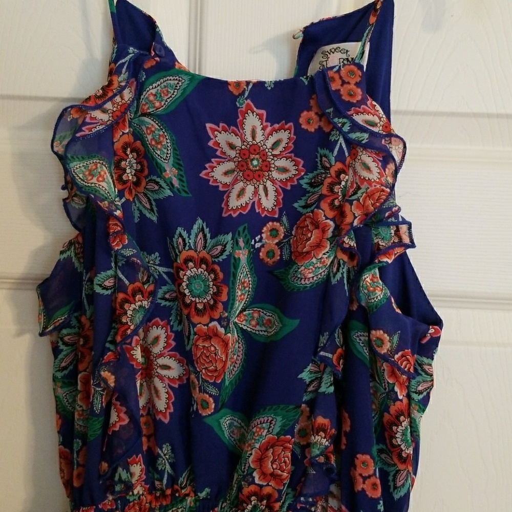 Blue floral maxi dress size L